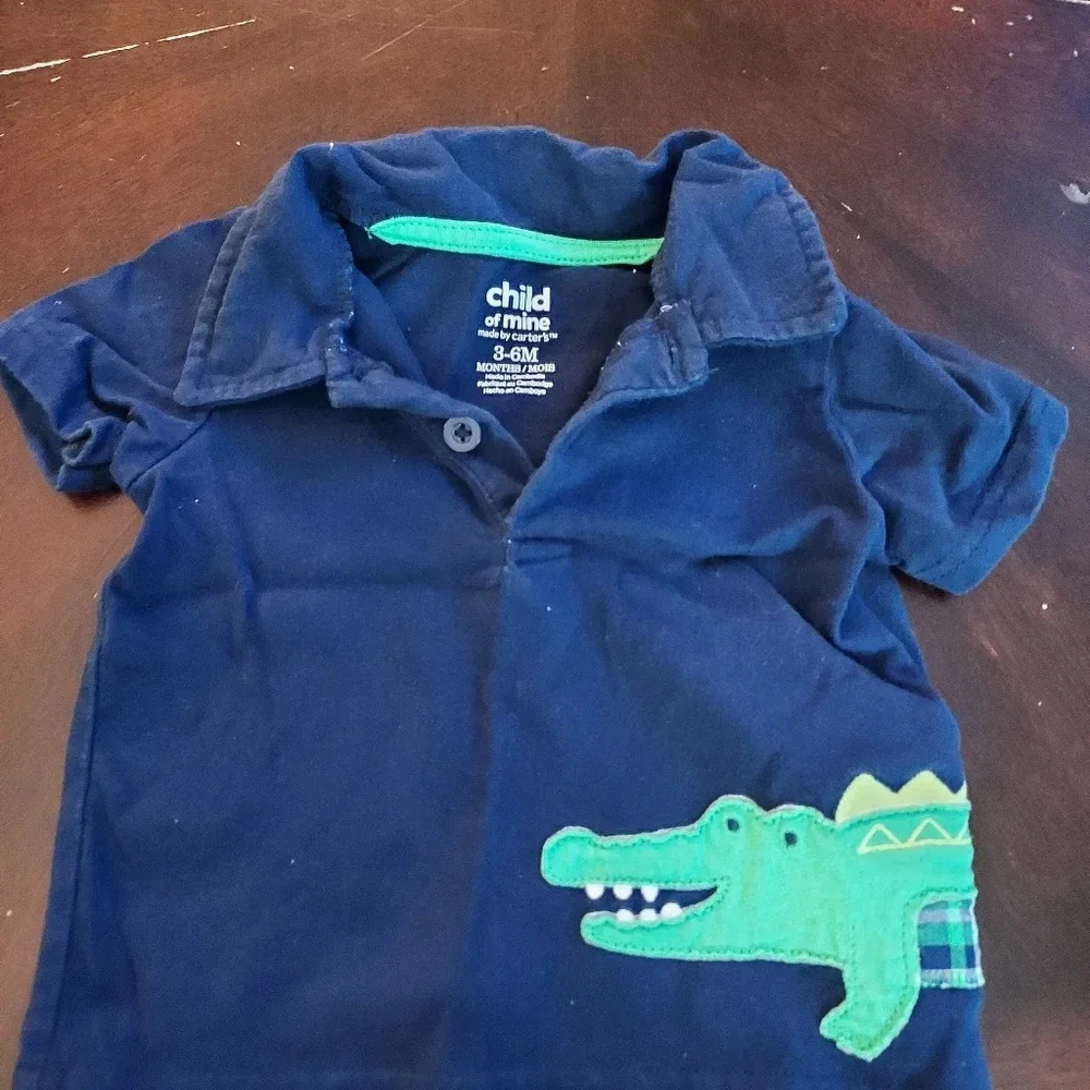 Child of Mine by Carter's Alligator 2 Piece Polo and Short Set Size 3-6M